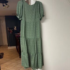 Green Floral Midi Dress